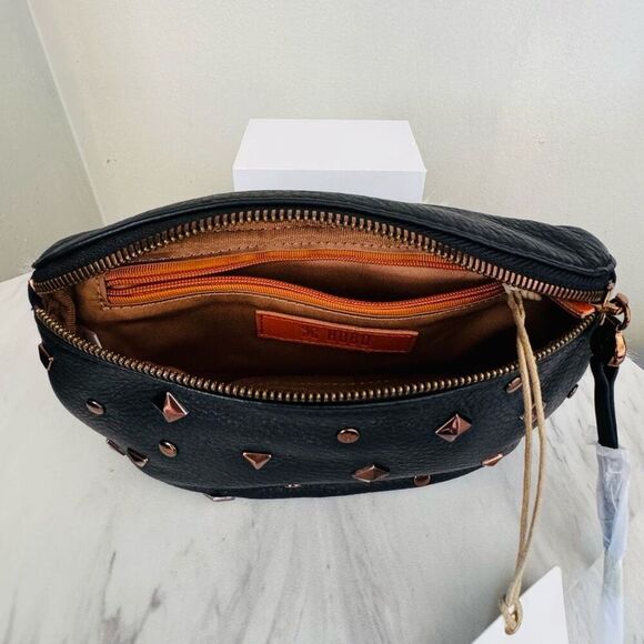 HOBO Fern Studded Leather Belt Bag Fanny Pack Crossbody, Black/Rose Gold NWT - Picture 12 of 15